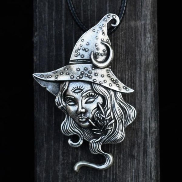 

chains black moon spells witches for necklace pendant diy gothic halloween witch gift, Silver