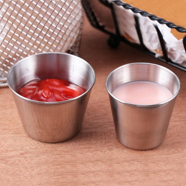 

4pcs stainless steel dipping bowl sauce cup seasoning dish saucer appetizer plates ketchup sauce container (size + size m