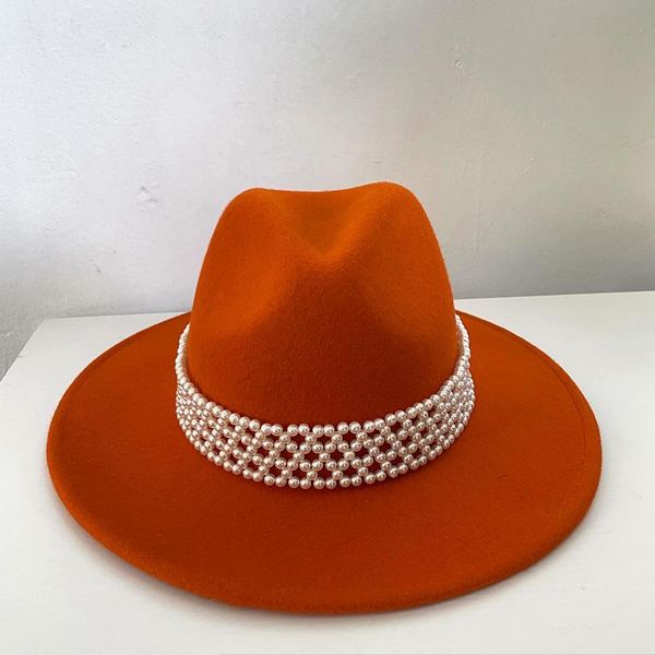 

stingy brim hats panama fedora for women autumn winter high jazz hat 100% wool pearl fashion causal quality sombrero mujer, Blue;gray