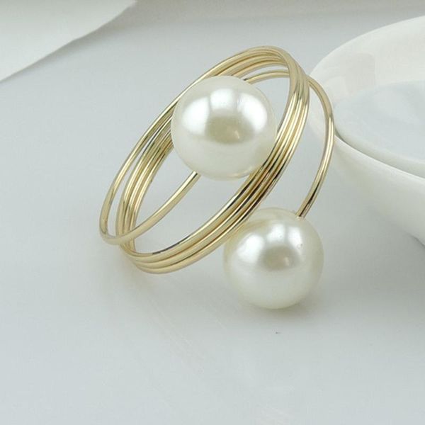 

napkin rings 6/10pcs gold silver metal pearl bow buckles serviette holder for el wedding party banquet home table decoration