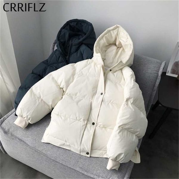 

short winter jacket fashion women down simple design hooded coats warm thicken casual parka 210927, Black