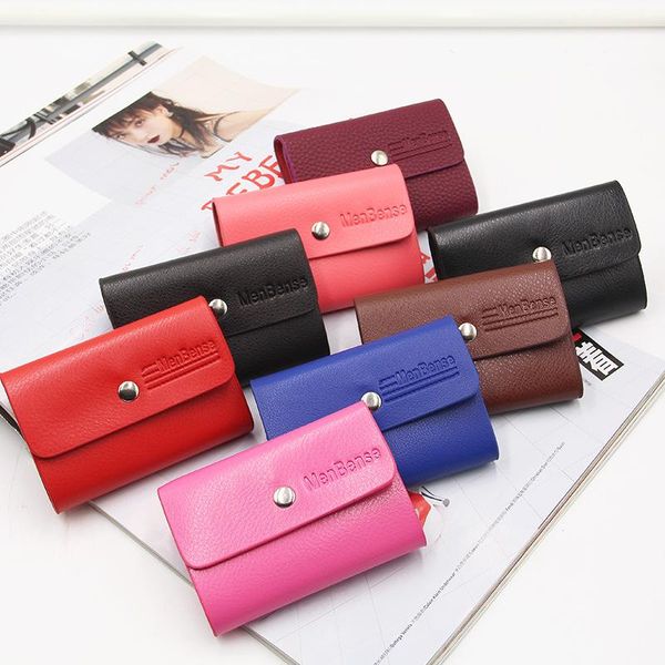 

card holders pu leather function 26 sheets business save holder men women purse id passport pocket hasp bag, Brown;gray