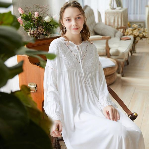 

women's sleepwear spring sweet princess dress women vintage cozy cotton sleepdress loose 2021 plus size lace long night gowns, Black;red