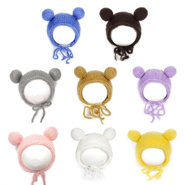 

baby cartoon mohair woven hat knit crochet cap newborn pgraphy p props, Yellow