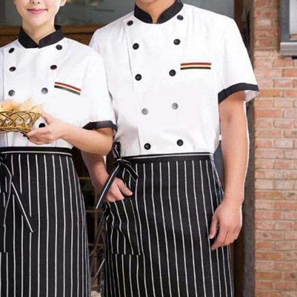

short sleeves stand-up collar chef coat jacket kitchen cook work top