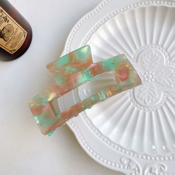 

length 10.5 cm large hollow square ponytail hair clamps women floral pattern acetic acid alloy bath hair claw clips european girls multi col, Slivery;golden