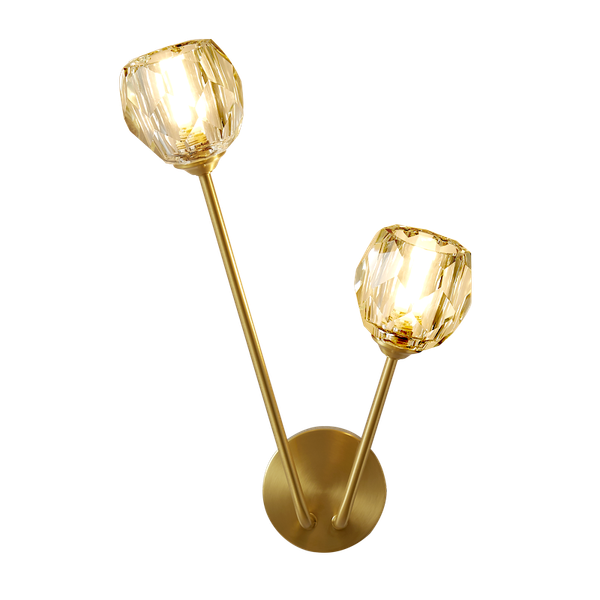 

full copper wall light luxury 2 lamps crystal glass wall sconce post modern foyer bedroom bathroom mirror art decor luminaire