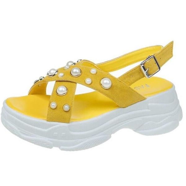 

sandals pearl non-slip sports bottom womens 2021 summer casual women's shoes fashion platform women slides slippers, Black