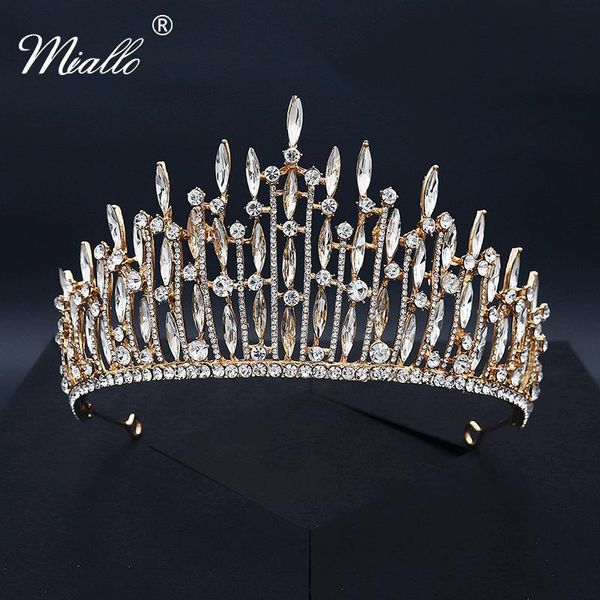 

hair clips & barrettes miallo rhinestone bridal crown headband wedding accessories for women headwear gold tiaras and crowns party jewelry g, Golden;silver