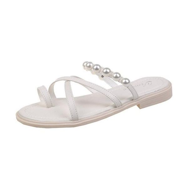

slippers women's shoes 2021 summer casual korean version of pearl flat flip-flop sandals and women, Black