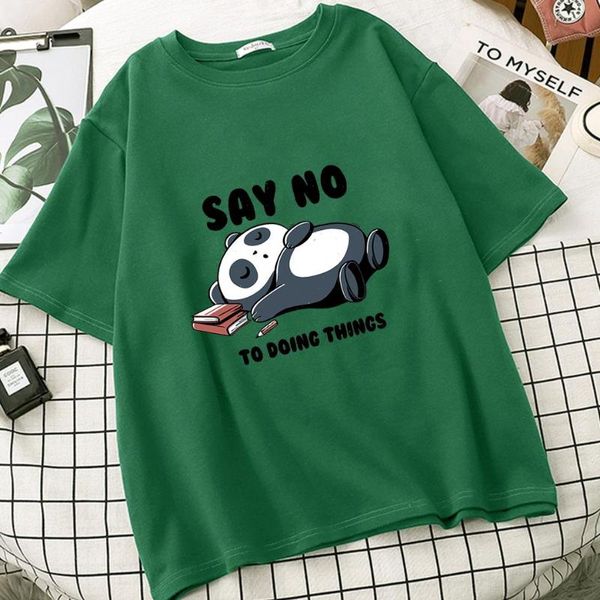 

women's t-shirt cute panda say no to doing things camisetas de mujer t shirts women tee shirt femme roupas femininas vetement 2021, White