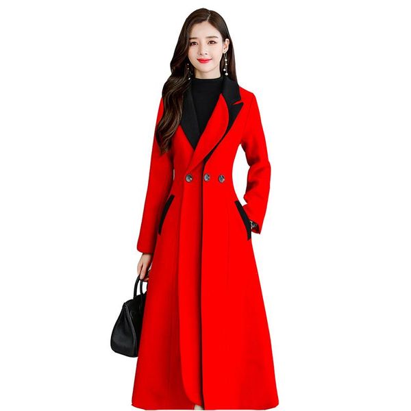 

cloak long woolen coat outerwear women 2021 new autumn winter windbreaker jacket woman mid-length plus size loose wool overcoat, Black