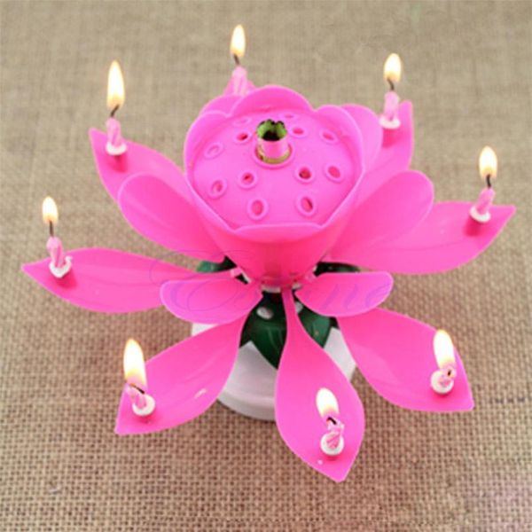 

birthday cake music candles rotating lotus flower christmas festival decorative music wedding party decorat jllpjb