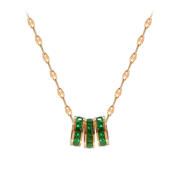 

chains 316l stainless steel simple three-ring rose gold titanium small waist zircon necklace designer jewelry, Silver