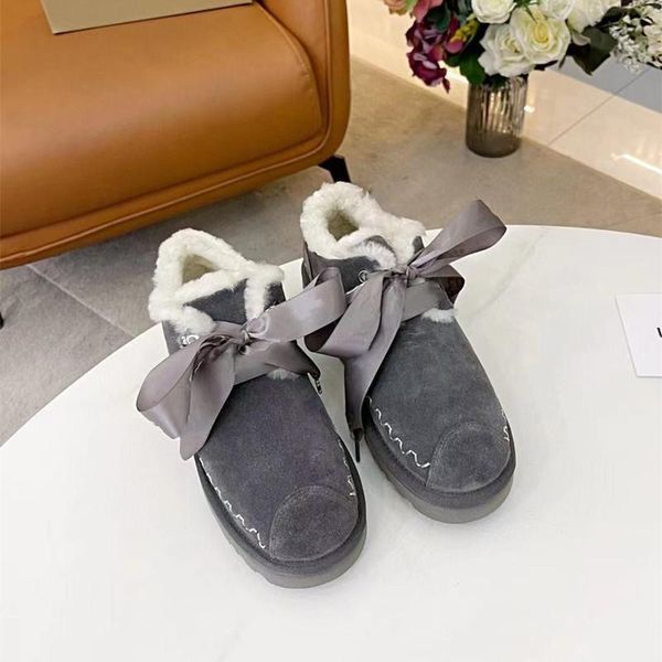 

boots fur casual shoes women thick bottom wool inner winter design designer woman shoe grey, Black