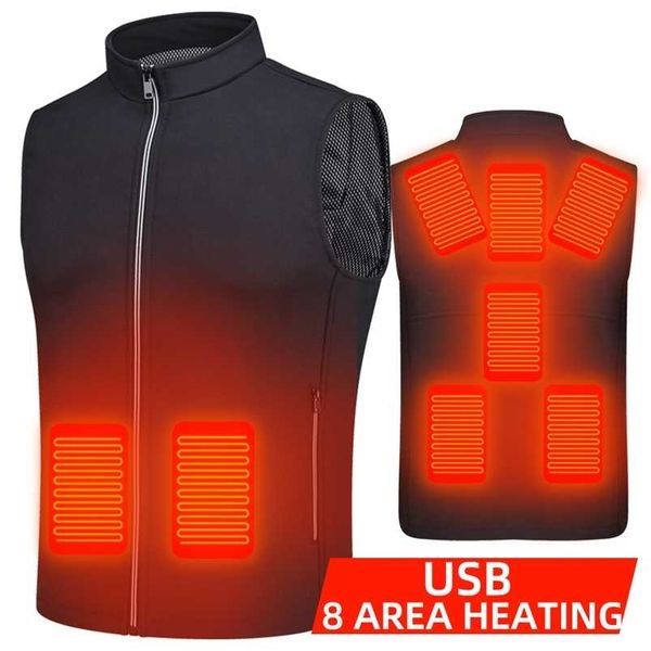 

winter mens usb heating thermal clothing sleeveless heated jacket electrical vests men warm women fishing trekking hunting 211111, Black;white