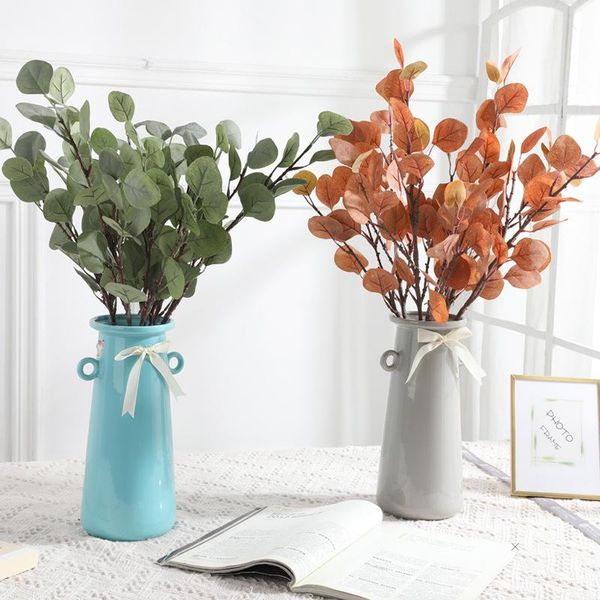 

artificial leaves branch retro green silk eucalyptus leaf for home decor wedding plants faux fabric foliage room decoration 70cm