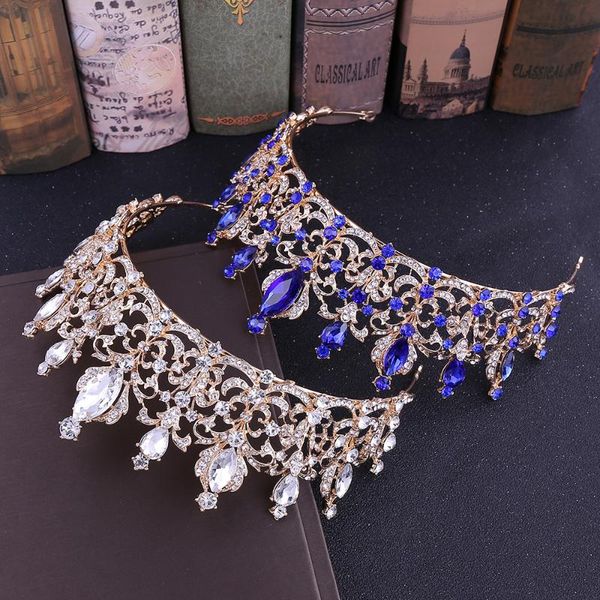 

hair clips & barrettes bridal crowns baroque luxury crystal handmade tiara bride headband wedding diadem queen crown accessories, Golden;silver
