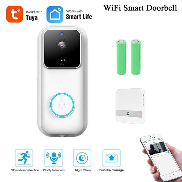 

smart home control tuya doorbell 1080p hd wireless intercom night vision camera pir motion detect alarm security