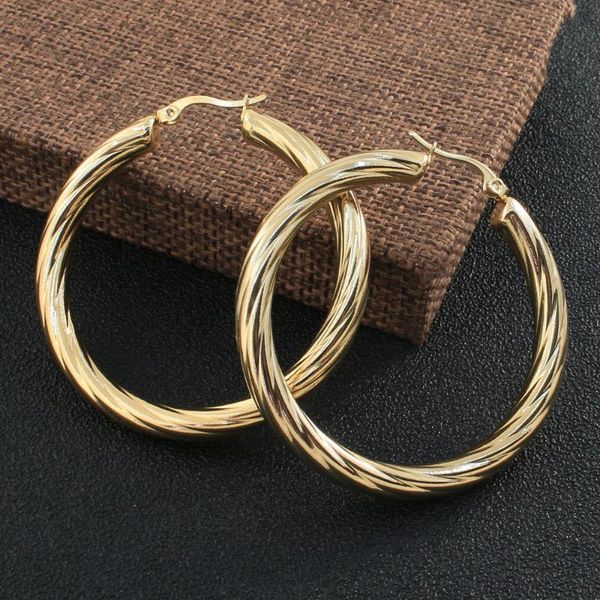 

hoop & huggie gold color fashion round stainless steel jewelry simple earrings personality for women, Golden;silver