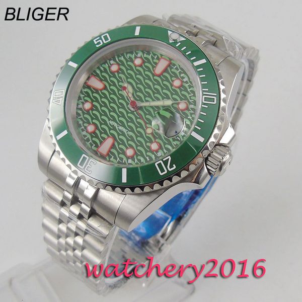 

40 mm green sterile dial ceramic jubilee sapphire date automatic gentlemen clock, Slivery;brown