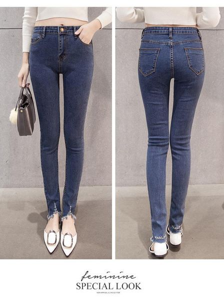 

women's jeans woman pencil middle waist slim for women 2021, Blue