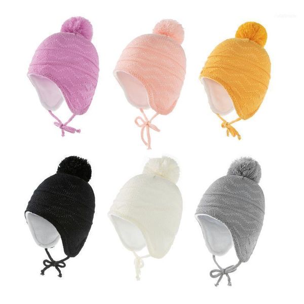 

caps & hats 2021 european and american autumn winter children's ear solid color boys girls hhats baby knitted woolen1, Yellow