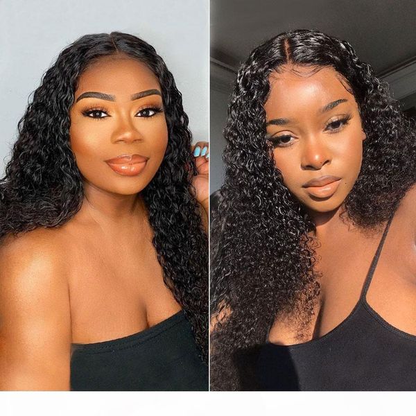 

curly lace closure 4 by 4 virgin human hair wigs for black women 150% remy preplucked baby hair bleached knots wowwigs store hair, Black;brown