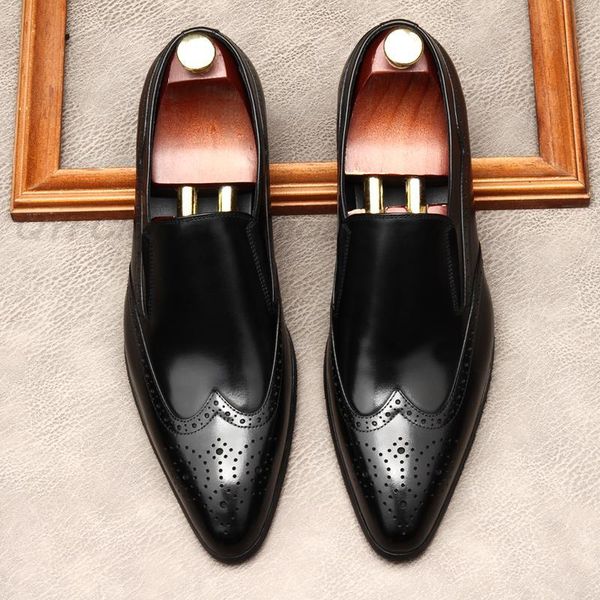 

dress shoes autumn mens loafers for wedding party street fashion black wine red genuine real leather slip on men formal f8l4