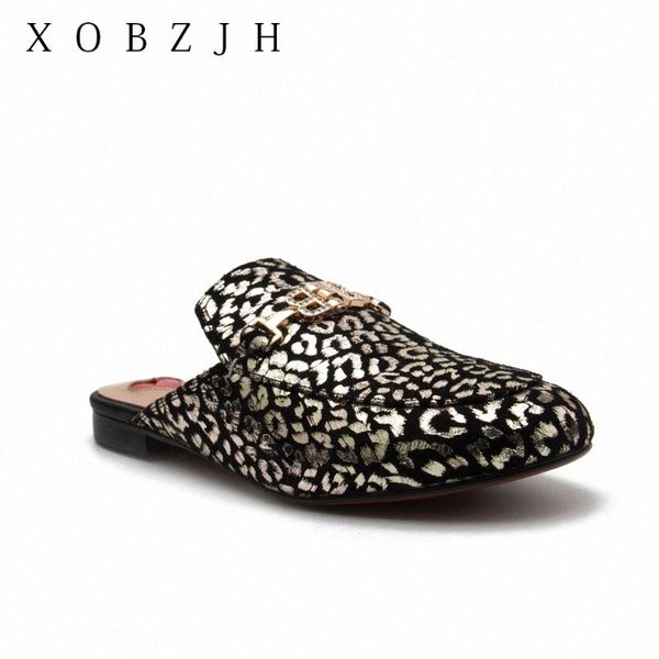

summer flats mules shoes women slippers 2020 outdoor slipper leopard rhinestone shoes woman plus size 11 65me#, Black