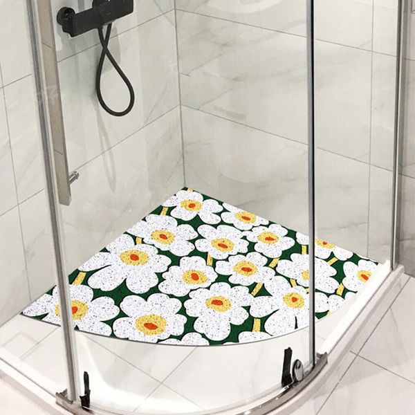 

carpets pvc cuttable floral bathmat bath room anti slip mat plant fan shape shower carpet mats floor pad home entrance doormat