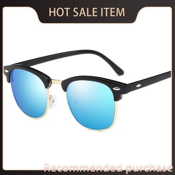 

classic metal sunglasses polarized mirror men sun half designer women glasses brand fashion glasses gafas uv400 soelv, White;black