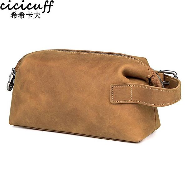 

cosmetic bags & cases 2021 brand men wallet genuine leather toiletries travel makeup female small handbag women documents bag