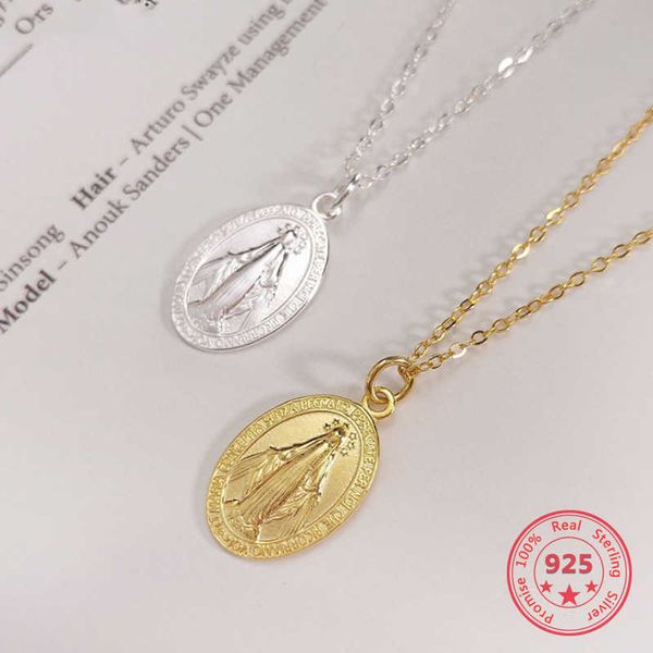

designer necklace pure 925 silver european american design creative concise maria pendant gold charm fine jewelry