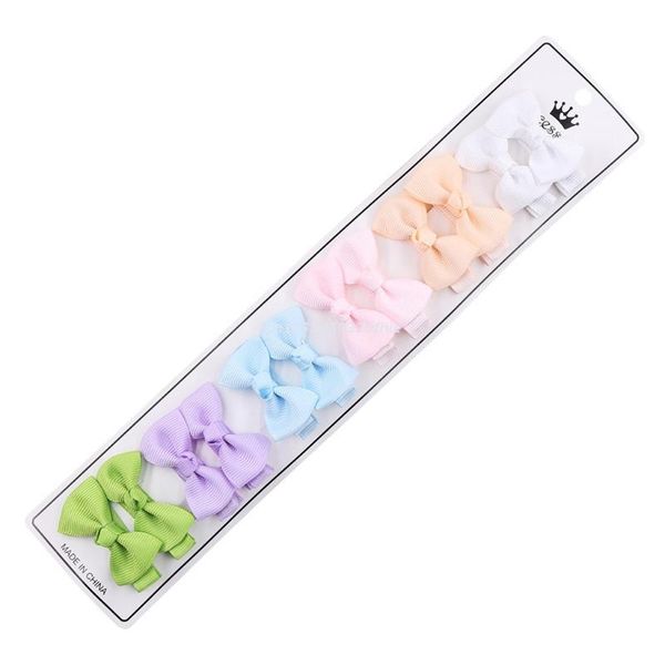 

hair accessories 12 pcs/set grosgrain ribbon bows hairpins cute baby girls colorful clips dropship, Slivery;white