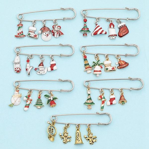 

pins, brooches cute forest christmas tree santa claus pins student alloy dripping cartoon pin metal trendy, Gray