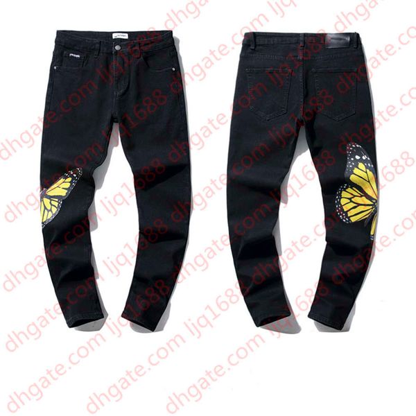 

2021 mens designe jeans distressed motorcycle biker jeans rock skinny ripped hole stripe famous brand denim pants, Blue