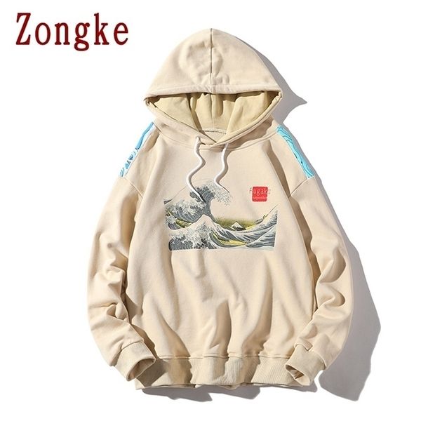 

zongke autumn japan style harajuku hoodie men clothing men's hoodies hip hop male sweatshirt japanese streetwear m-5xl 201112, Black