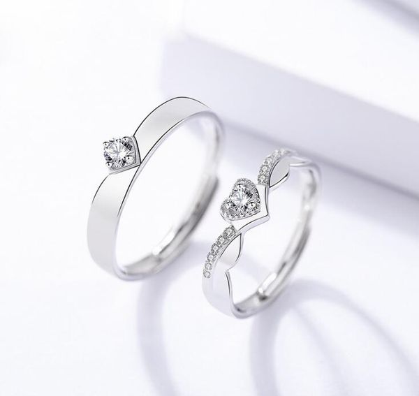 

wedding rings crystals from austrian couple band ring 925 sterling silver engagement promise for women men jewelry, Slivery;golden