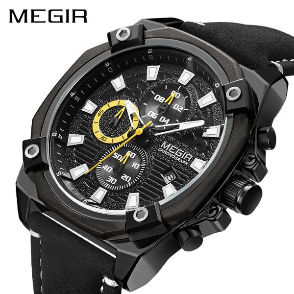 

wristwatches brand megir sport watch men clock relogio masculino fashion chronograph quartz army military wrist watches reloj hombre 205, Slivery;brown