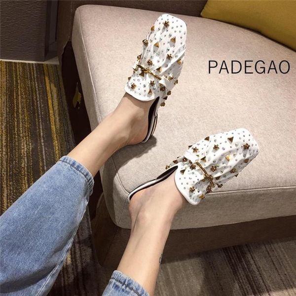

slippers 2021 korean style elegant women fashion casual crystal square-toe, Black