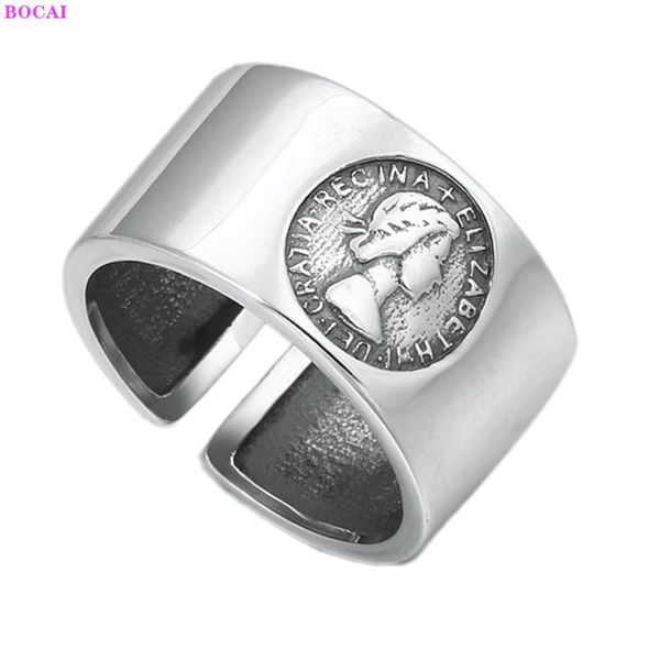 

cluster rings 100% s925 sterling silver thai smooth surface fashion jewelry pure argentum simple for women and men, Golden;silver