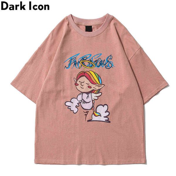 

cartoon printed men women t-shirt short sleeve summer cew neck hipster tshirst men's tee shirts 2colors 210603, White;black
