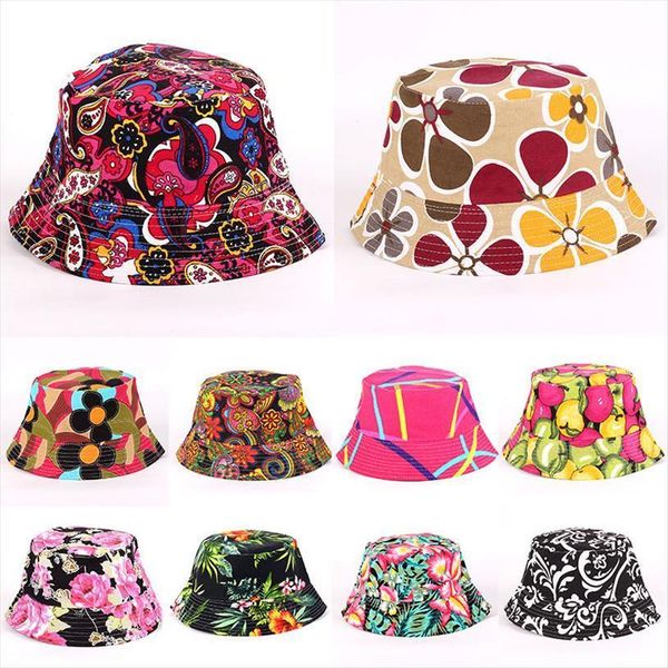 

floral printing bucket hat for women sunshade fisherman travel summer womens cap hats packable beach outdoor, Blue;gray