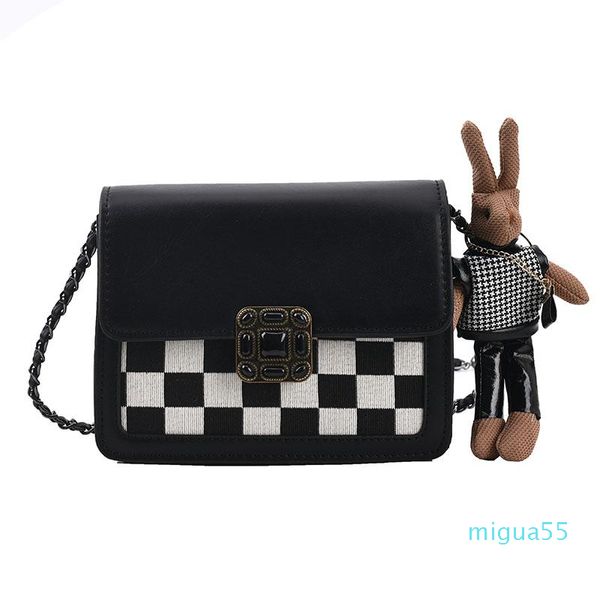 

shoulder bags fashion high capacity solid color women handbags pu leather checkered simple bag tassel messenger for female
