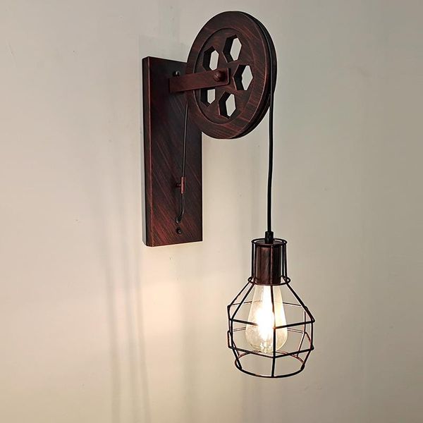 

wall lamp iron vintage indoor light retro bedroom loft lifting industrial sconce e27 fixture flexible lighting