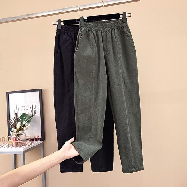 

women's pants & capris spring and autumn korean version of high waist fashion casual elastic to harem, Black;white
