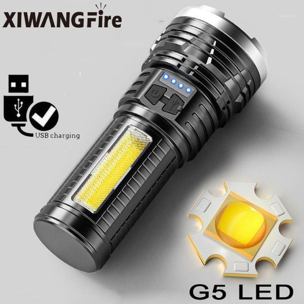 Lanternas Tochas LED Tocha Luz G5 G5 Poderoso USB Recarregável Apartamento Extra
