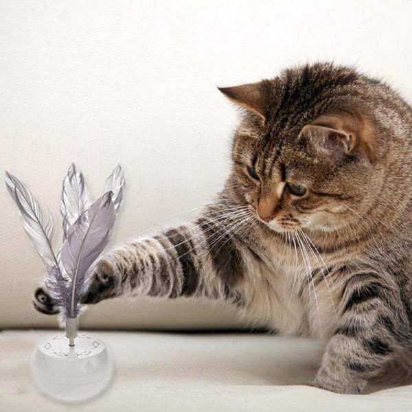 

cat toys electric feathers rotating interactive toy for pet kitten play