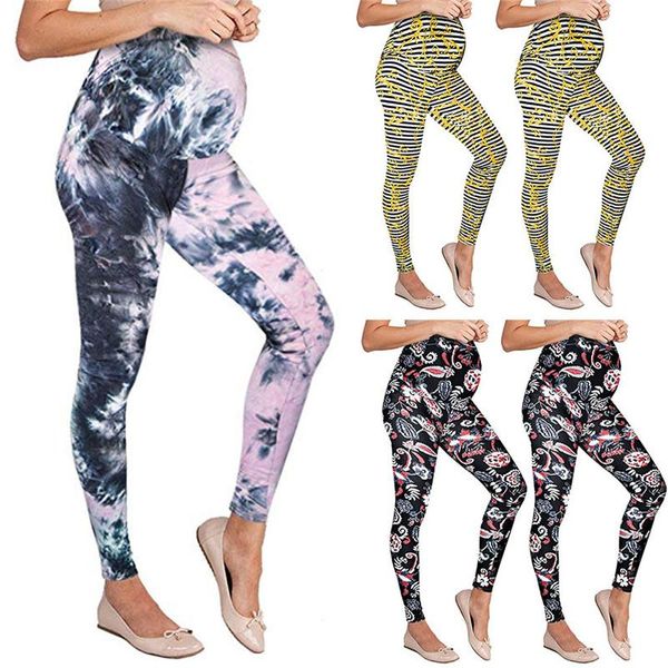 

maternity bottoms pregnant women leggings pants seamless stretch pregnancy trousers printed elastic, White